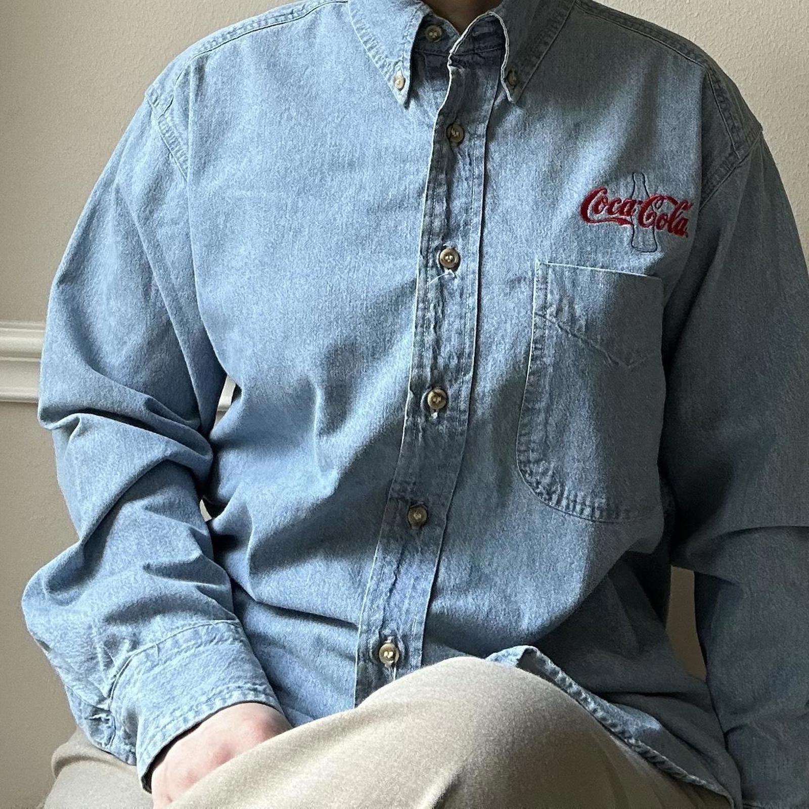 Vintage Coca-Cola Denim Worker Button Up Long Sleeve Shirt